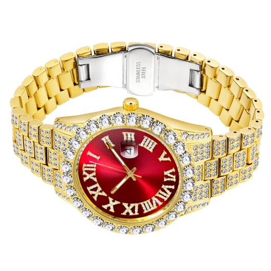 Reloj Dorado Impermeable para Hombre con Numerales Romanos - Image 3