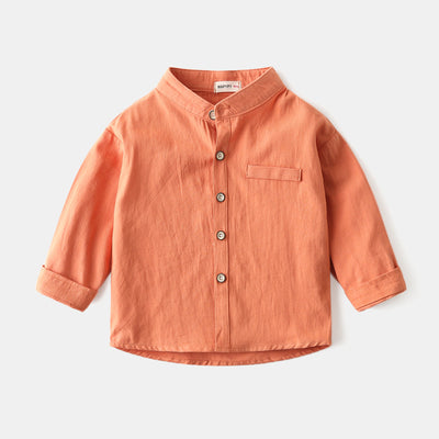 Camisa de Cuello Mao Niño Colores Sólidos - Image 10