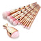 Set de 11 Brochas de Maquillaje Oro Rosa con Diseño Cola de Sirena y Arcoíris