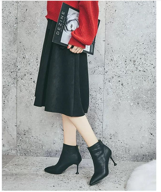 Botas Cortas de Tacón Stiletto para Invierno - Elegancia y Comodidad - Image 8