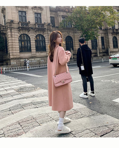 Abrigo de Lana Hepburn Coreano Suelto Midi para Otoño e Invierno - Image 27