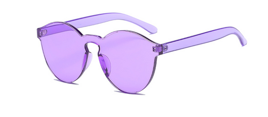 Frameless round brown transparent sunglasses with an integrated design, featuring jelly-like lenses and matching temples. - Image 9