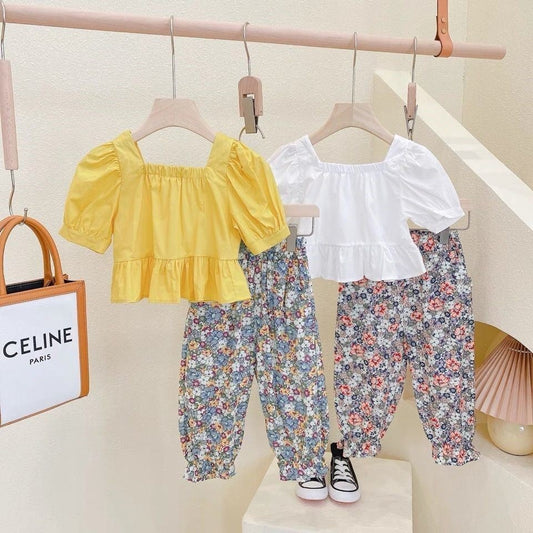 Conjunto de Dos Piezas Pantalón Anti-Mosquitos Floral para Niñas Verano - Image 2