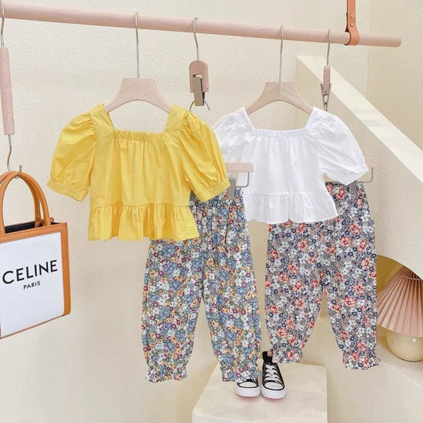 Conjunto de Dos Piezas Pantalón Anti-Mosquitos Floral para Niñas Verano