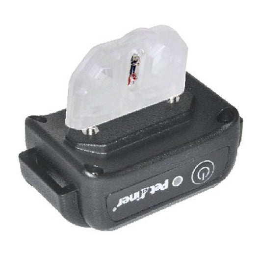 Black remote control dog trainer with blue LCD screen, alongside one black and one orange training collar. - Image 2