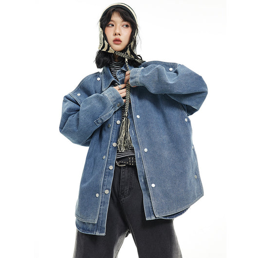 Chaqueta Denim Retro Lavada con Estilo Japonés - Image 6