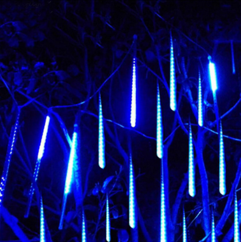 Luces LED Lluvia Meteoro Impermeables 30-50 cm, 8 Tubos, 100-240V con Fuente EU