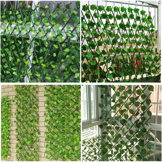 Valla de Privacidad con Hojas Artificiales Extensible para Jardín y Patio