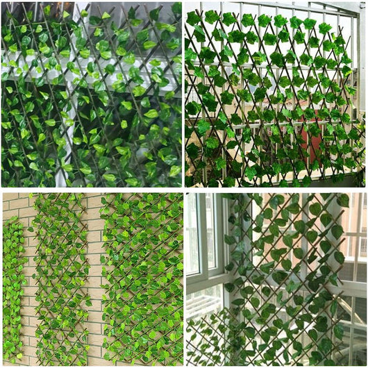 Valla de Privacidad con Hojas Artificiales Extensible para Jardín y Patio