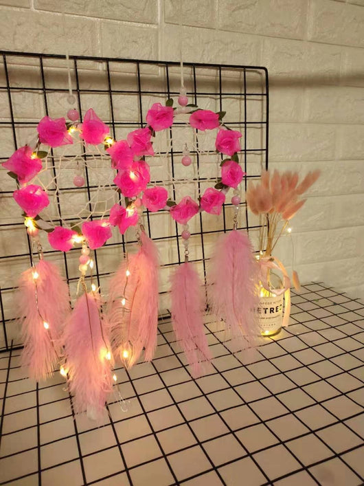 Atrapasueños con Plumas de Avestruz Rosa - Carillón Decorativo para Habitación - Image 16
