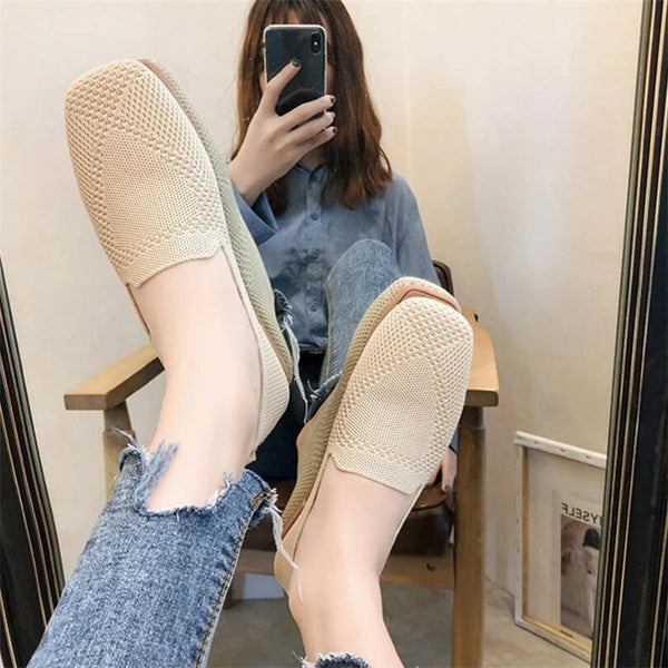 Mocasines Tejidos de Punta Cuadrada con Suela Plana