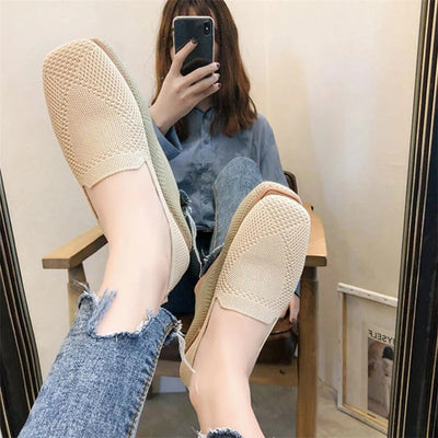Mocasines Tejidos de Punta Cuadrada con Suela Plana