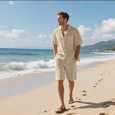 Camisa de Lino Transpirable Manga Corta para Playa - Image 4