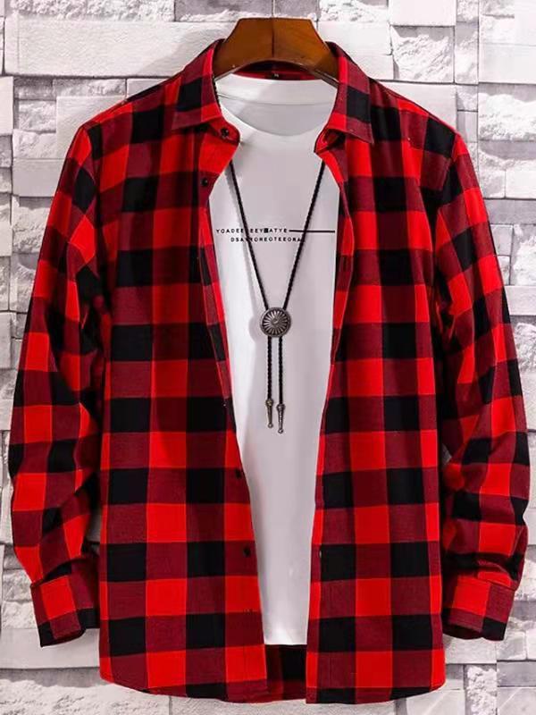 Camisa Casual de Manga Larga para Hombre - Talla Grande