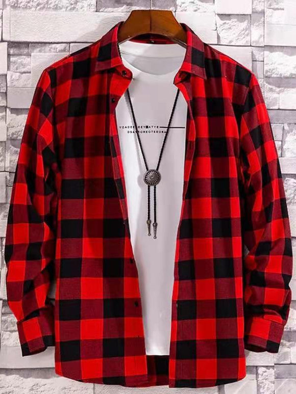 Camisa Casual de Manga Larga para Hombre - Talla Grande