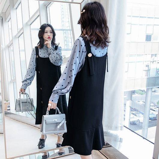 Vestido Premamá Dos Piezas con Blusa Reductora y Tirantes - Image 3