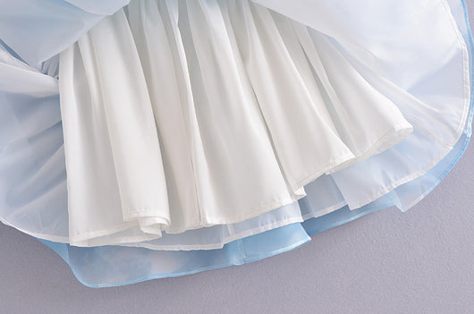 Vestido Azul Cielo con Mangas Abullonadas y Estampado Nube para Mujer - Image 11