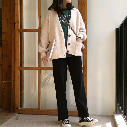 Cardigan de Punto Suelto Estilo Lazy para Otoño e Invierno - Image 7