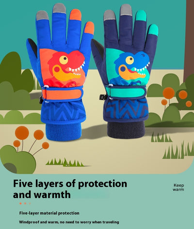 Guantes Térmicos Acolchados para Niños con Diseño de Dinosaurio - Image 10