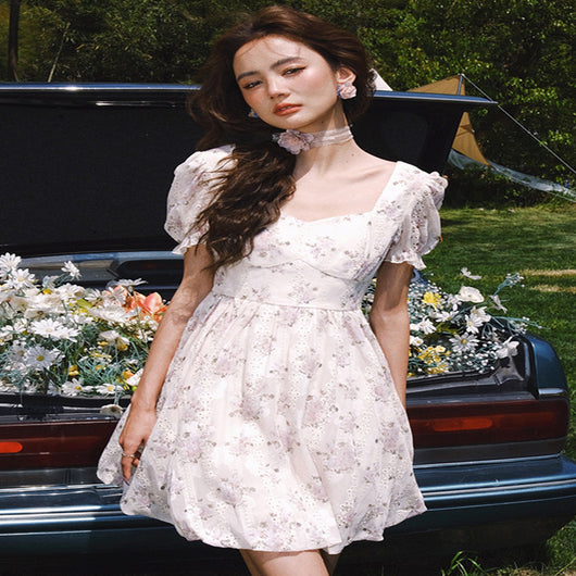 Vestido Floral Francés de Verano con Bordado Artesanal para Mujer - Image 2