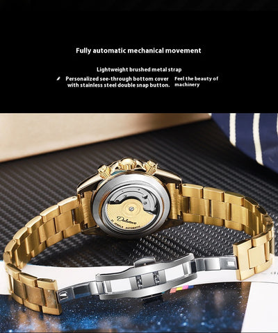 Reloj Mecánico Automático Hombre con Calendario Sol Luna Estrella Resistente al Agua - Image 21