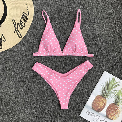 Traje de Baño Retro Estampado con Amor - Bikini Sexy y Moderno - Image 2