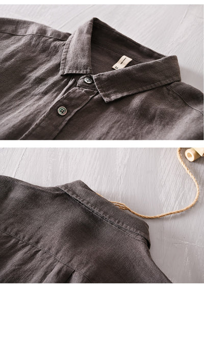 Camisa Casual de Manga Larga en Algodón y Lino para Hombre - Image 10