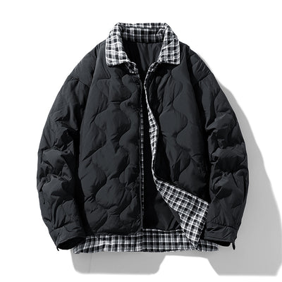 Chaqueta Acolchada con Cuello de Solapa Tipo Béisbol y Detalles Escoceses - Image 7
