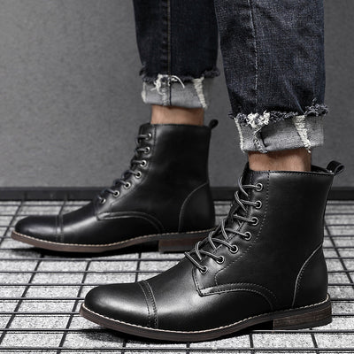 Botas Martin de Cuero para Hombre con Punta Afilada - Estilo Retro - Image 6