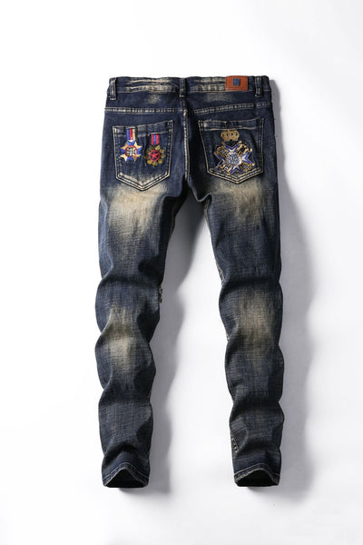 Jeans Retro con Bordados y Roturas Desgarradas - Image 2