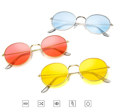 Round clear lens glasses with silver metal frames and black temple tips, shown from an angled and front view. - Image 2