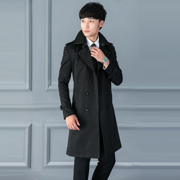 Abrigo Ejecutivo Doble Botonadura Primavera Otoño Slim Fit Estilo Británico