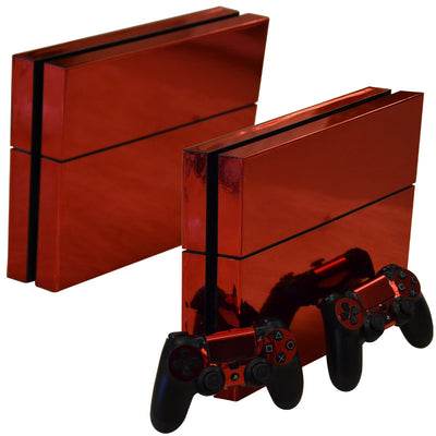 Metallic green PS4 console housing film and two matching PS4 controllers with a glossy finish. - Image 6