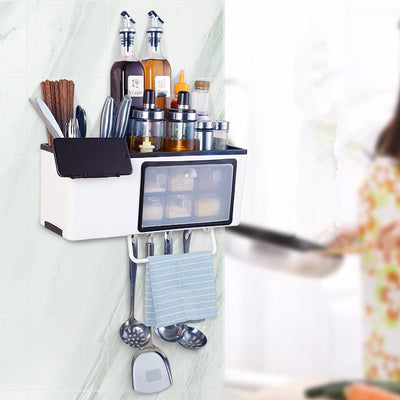Organizador Multifuncional de Cocina con Soporte para Cuchillos y Almacenamiento de Condimentos