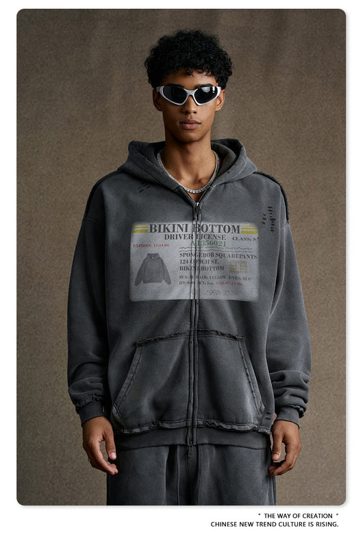 Sudadera Estilo Cardigan con Cierre y Diseño Roto - Image 20