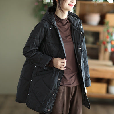 Chaqueta de Plumas Blanca Abotonada para Mujer - Abrigo Cálido de Pato - Image 12