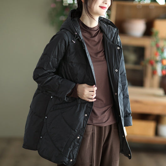 Chaqueta de Plumas Blanca Abotonada para Mujer - Abrigo Cálido de Pato - Image 12