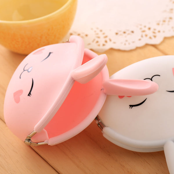 Monedero de Silicona Kawaii Conejo - Bolsa Multiusos Colores Pastel