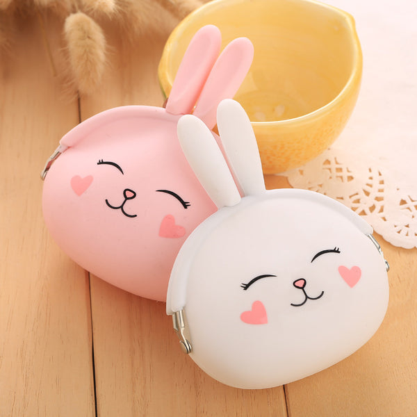 Monedero de Silicona Kawaii Conejo - Bolsa Multiusos Colores Pastel