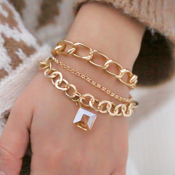 Collar Colgante de Cristal Diamante con Cadena Multicapa