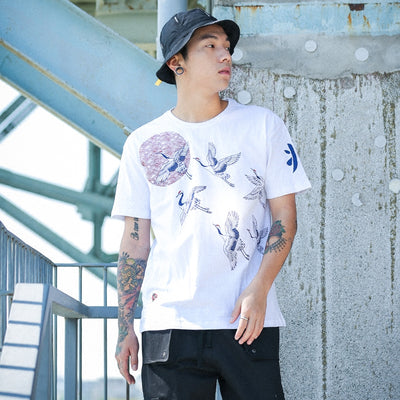 Playera Étnica Corta Estampado Grúa - Image 5