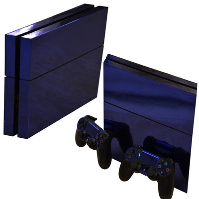Metallic green PS4 console housing film and two matching PS4 controllers with a glossy finish. - Image 3