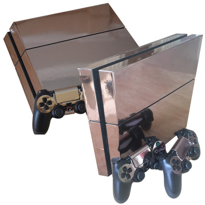Metallic green PS4 console housing film and two matching PS4 controllers with a glossy finish. - Image 5