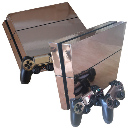 Metallic green PS4 console housing film and two matching PS4 controllers with a glossy finish. - Image 5