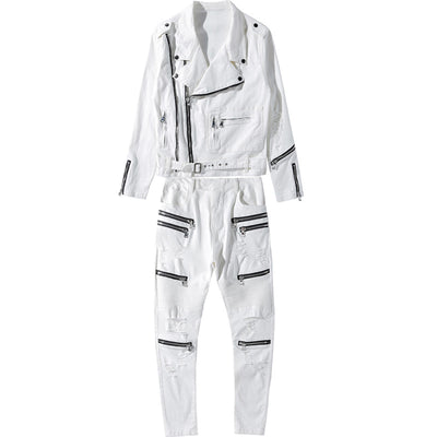 Traje Casual de Dos Piezas en Blanco - Jeans y Chaqueta - Image 8