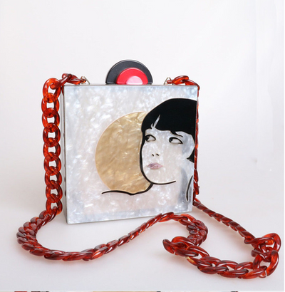 Bolso Vintage Cosido a Mano - Cartera Acrílica Cuadrada Pequeña para Eventos - Image 7