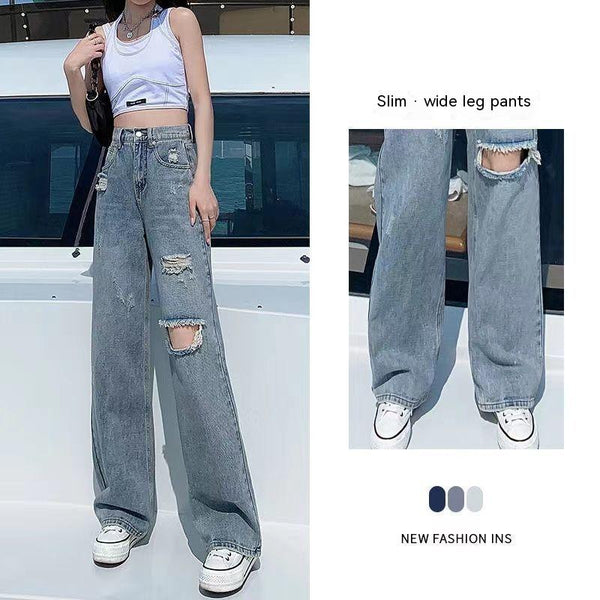 Jeans Rotos de Cintura Alta para Mujer