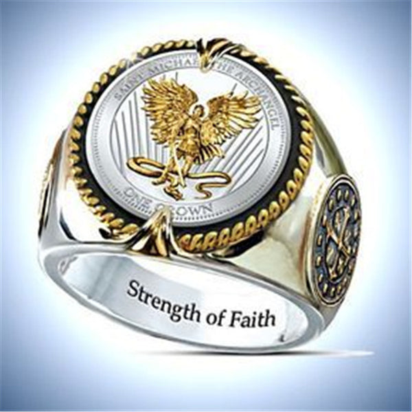 Anillo Vintage Aguila Dorado Dominante Bicolor para Hombre