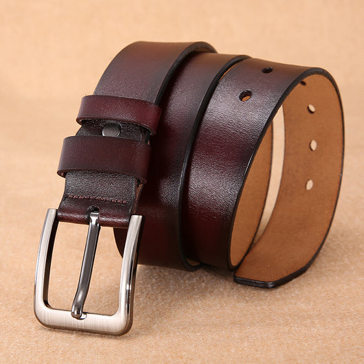 Cinturón de Cuero Genuino para Hombre con Hebilla Pin Retro Clásico - Image 17
