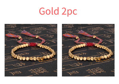 Pulsera Tibetana Budista Trenzada con Cuentas de Cobre - Brazalete de Cuerda de la Suerte - Image 10